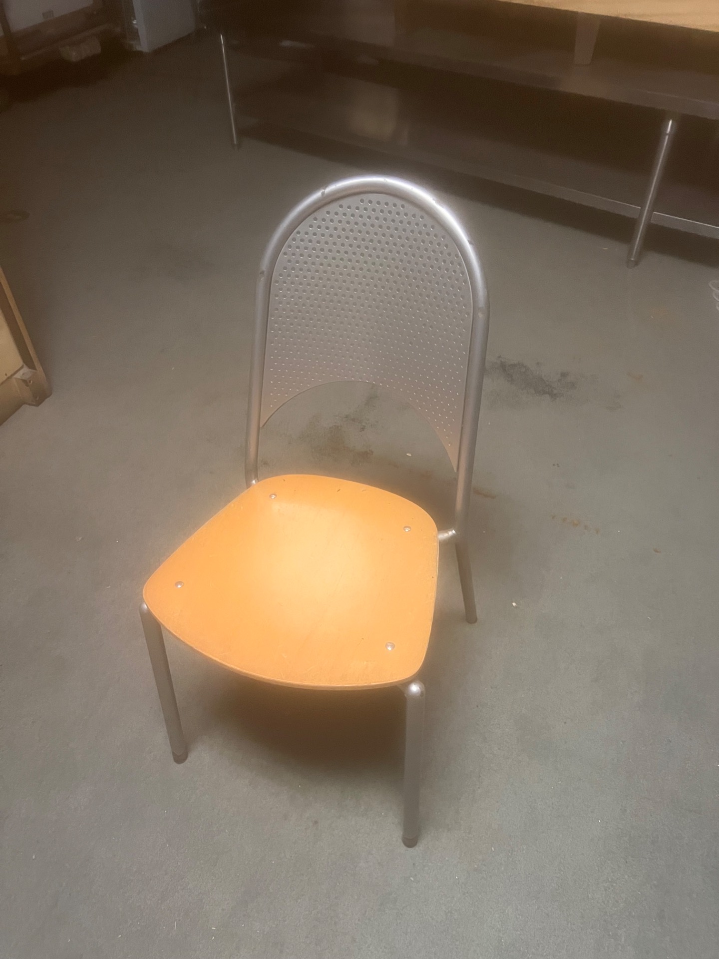 $45ea (80) Commercial Metal & Wood Chair — Perforated Metal Back, Good
